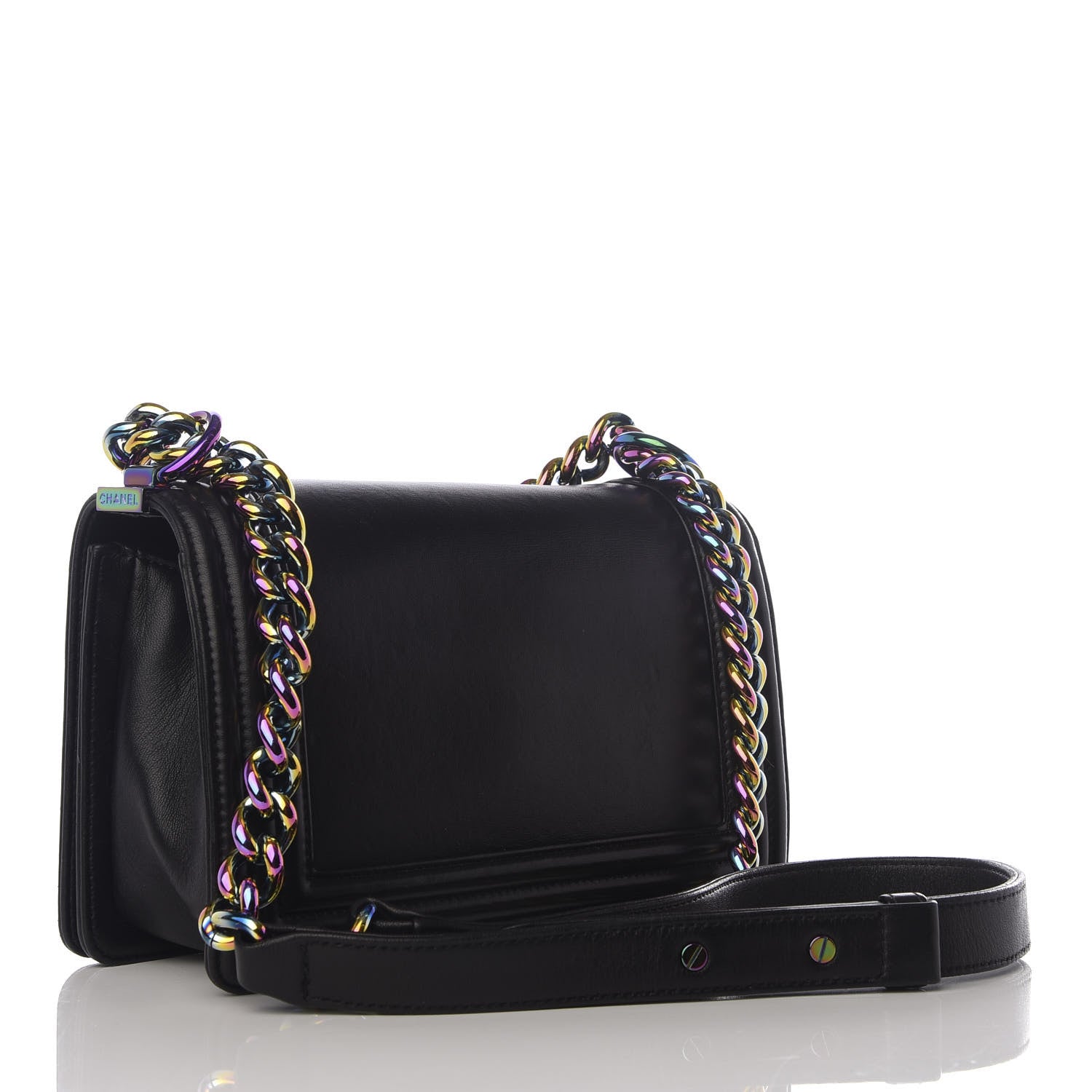 Chanel Lambskin LED Iridescent Metal Small Boy Flap Black Multicolor 2 of 9