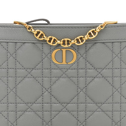 Christian Dior Calfskin Cannage Caro Zipped Pouch With Chain Grey 9 of 12
