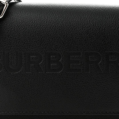 Burberry Smooth Calfskin Logo Embossed Hampshire Crossbody Black 7 of 9