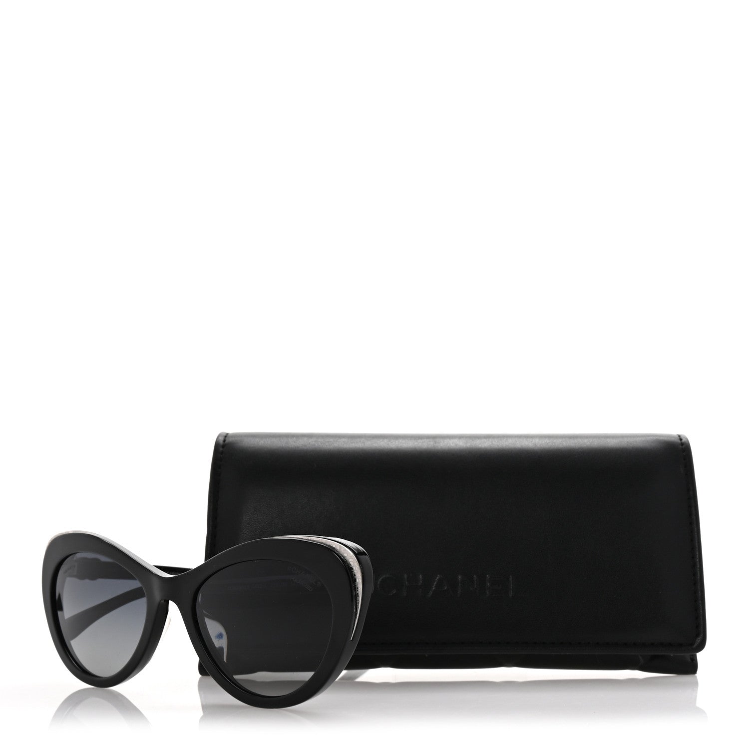 Chanel Acetate Polarized Cat Eye CC Sunglasses 5432 Black 8 of 8