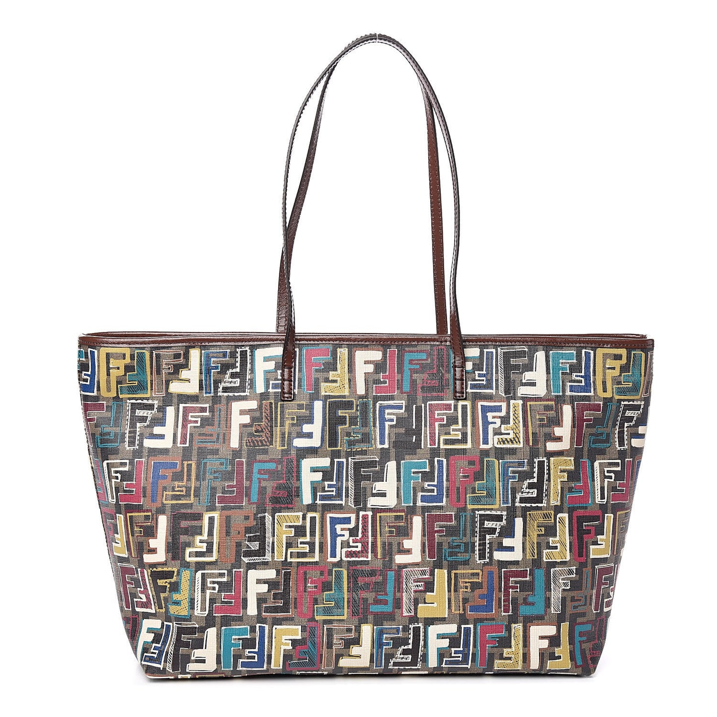 Zucca Spalmati Vitello FF Multicolor Medium Roll Tote Tobacco Multicolor Marrone