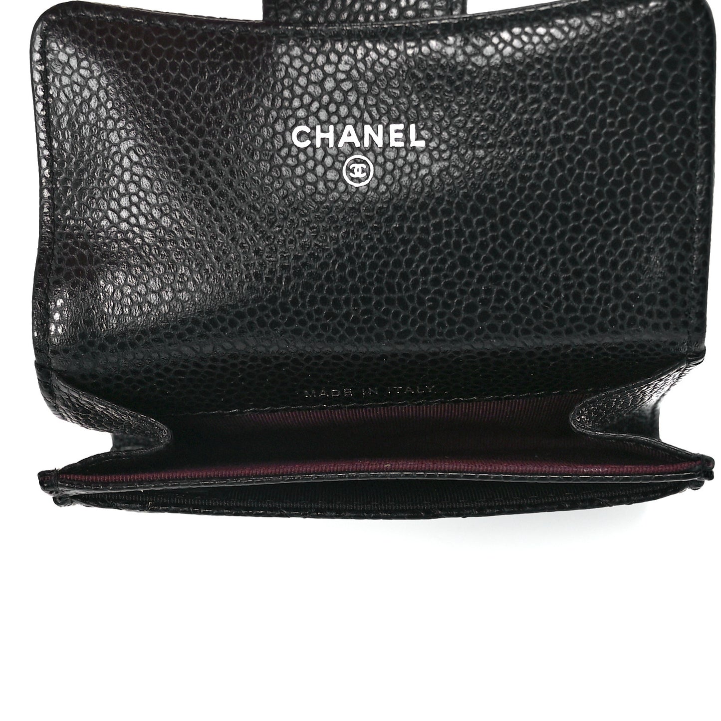 Caviar Quilted Flap Card Holder Black