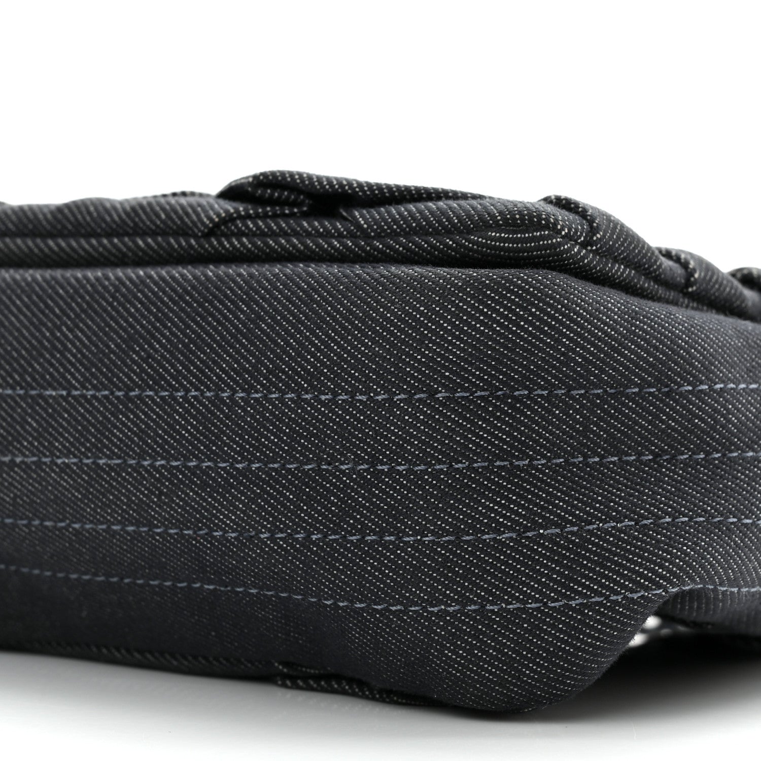 Chanel Denim Pleated Denim Turtle Flap Dark Blue 10 of 11