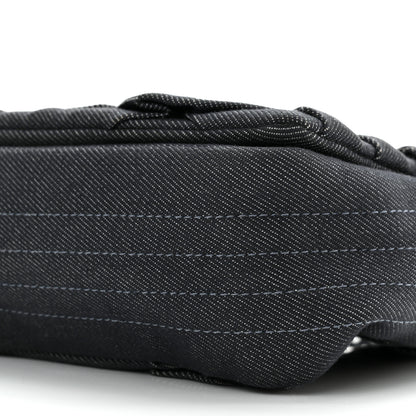 Chanel Denim Pleated Denim Turtle Flap Dark Blue 10 of 11
