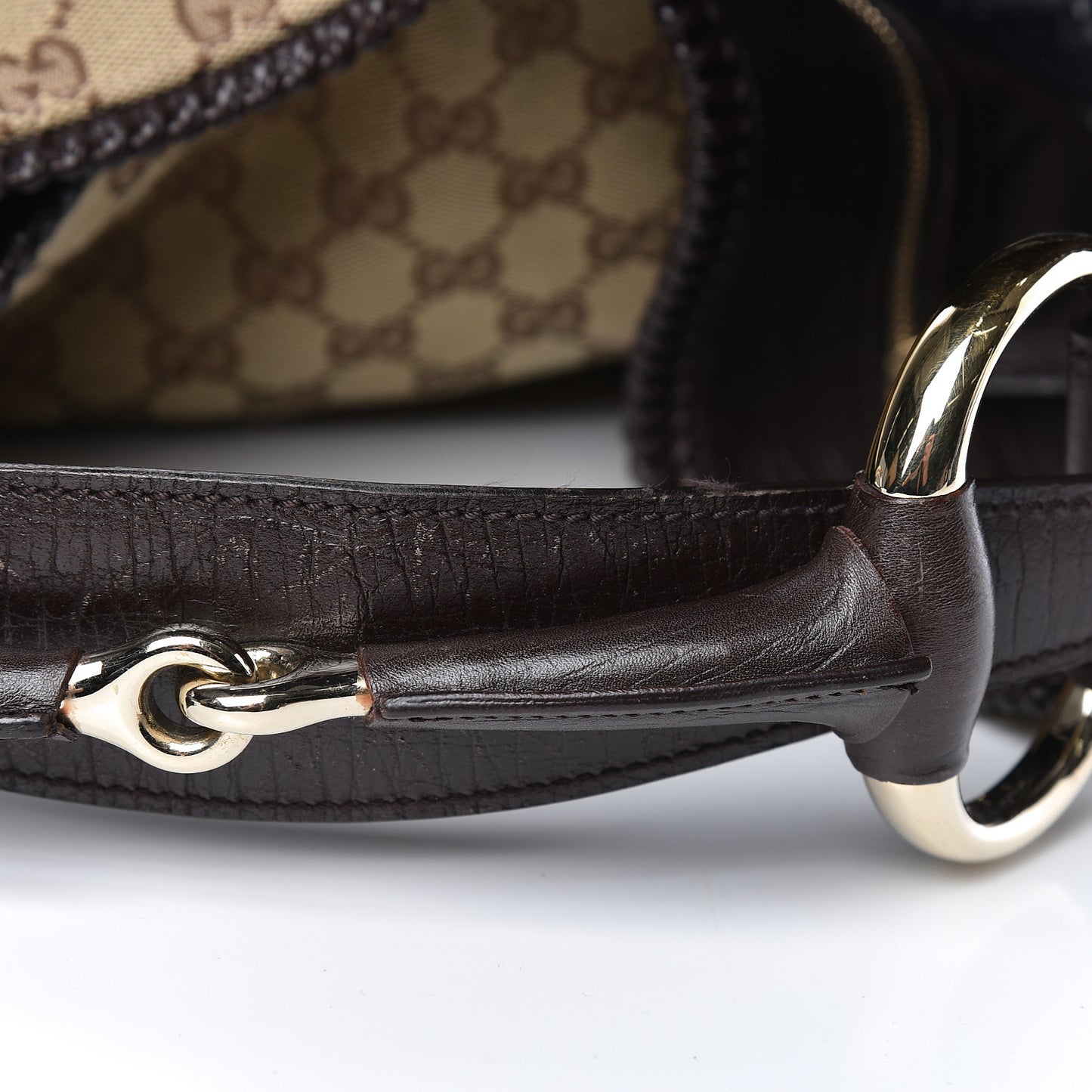 Monogram Large Horsebit Chain Hobo Dark Brown