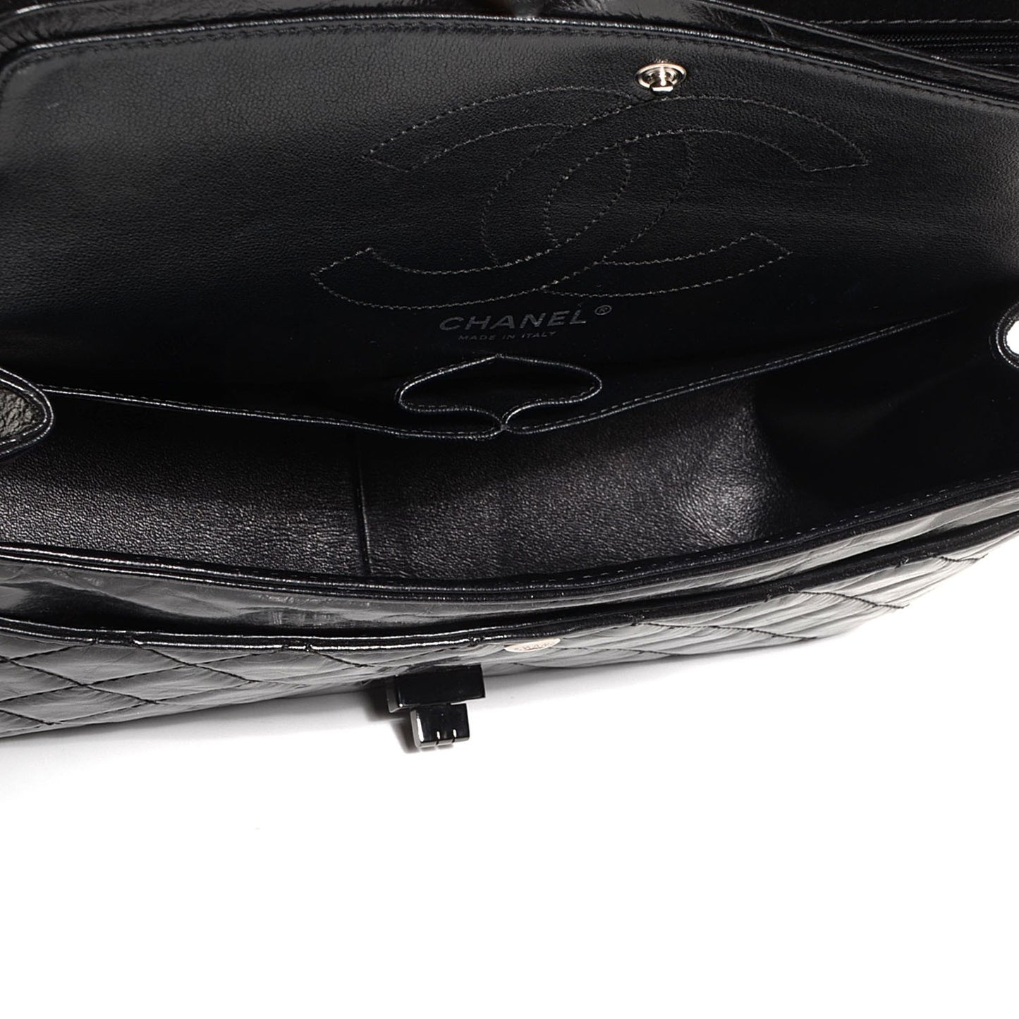 Glazed Calfskin 2.55 Reissue Flap 226 Black