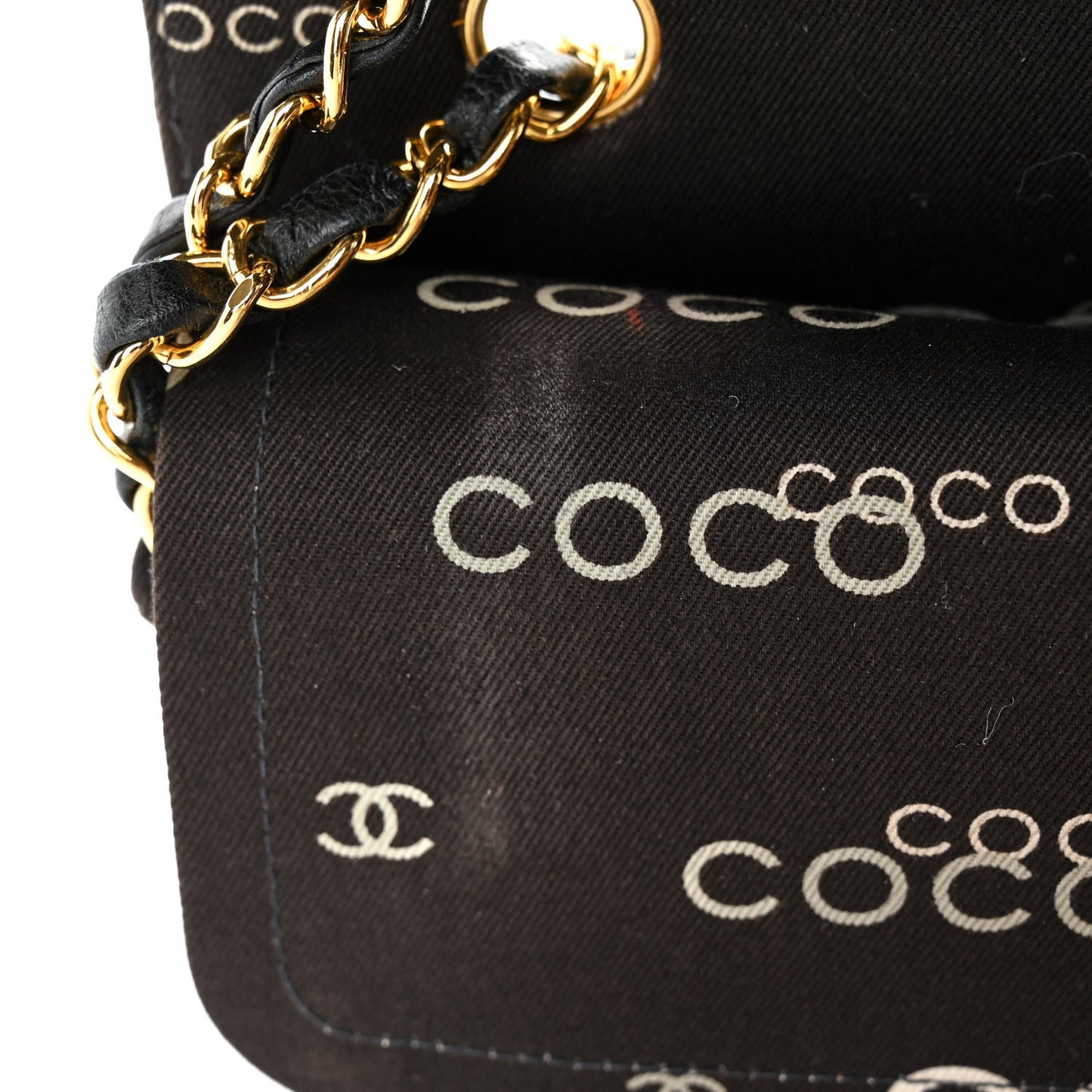 Canvas Coco Printed Quilted Medium Double Flap Black White