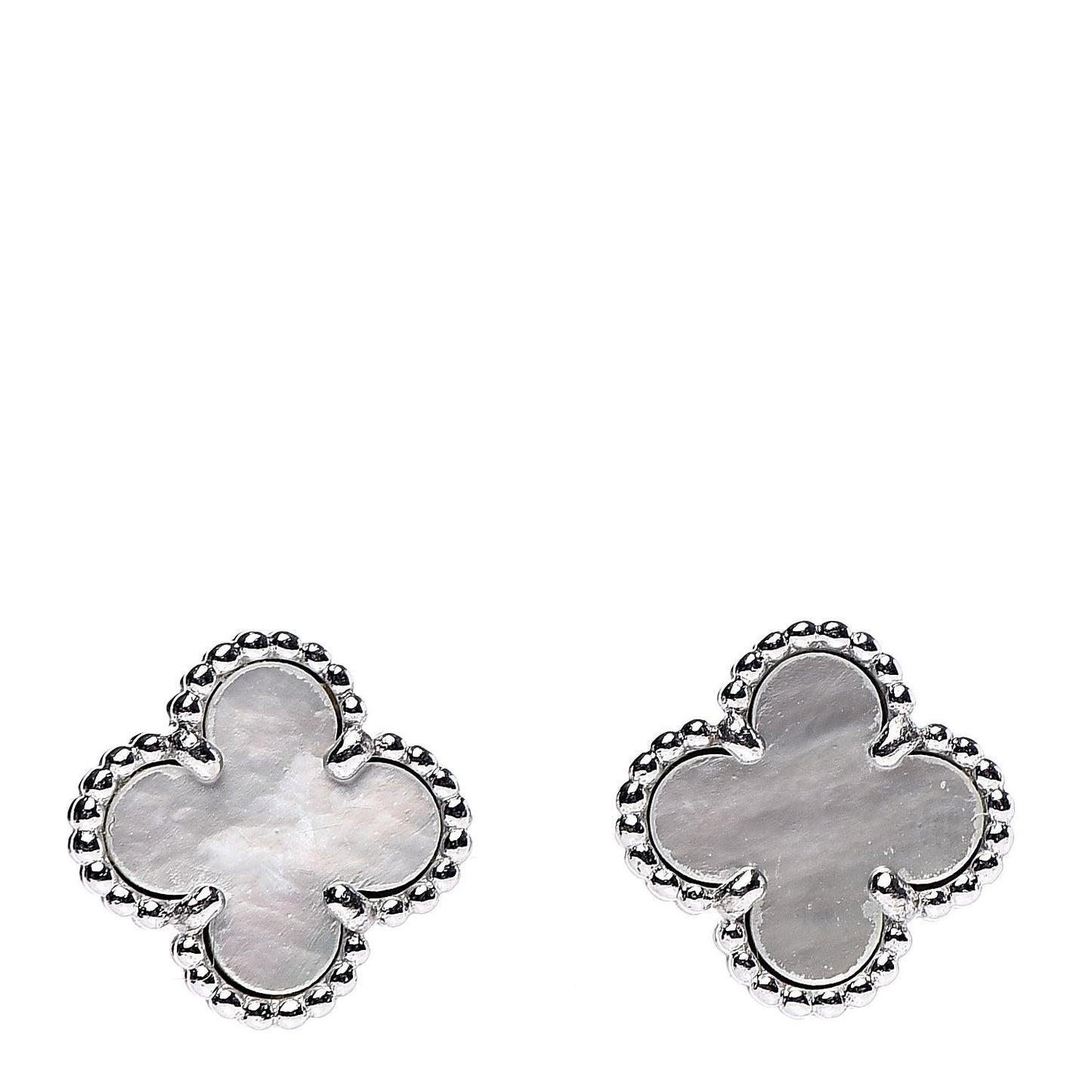 18K White Gold Mother of Pearl Sweet Alhambra Earrings