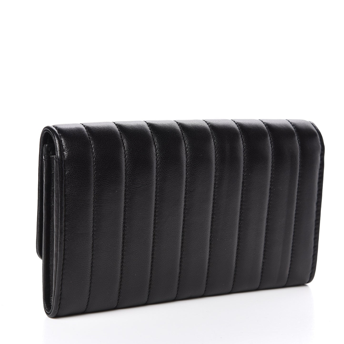 Lambskin Matelasse Monogram Large Vicky Continental Wallet Black