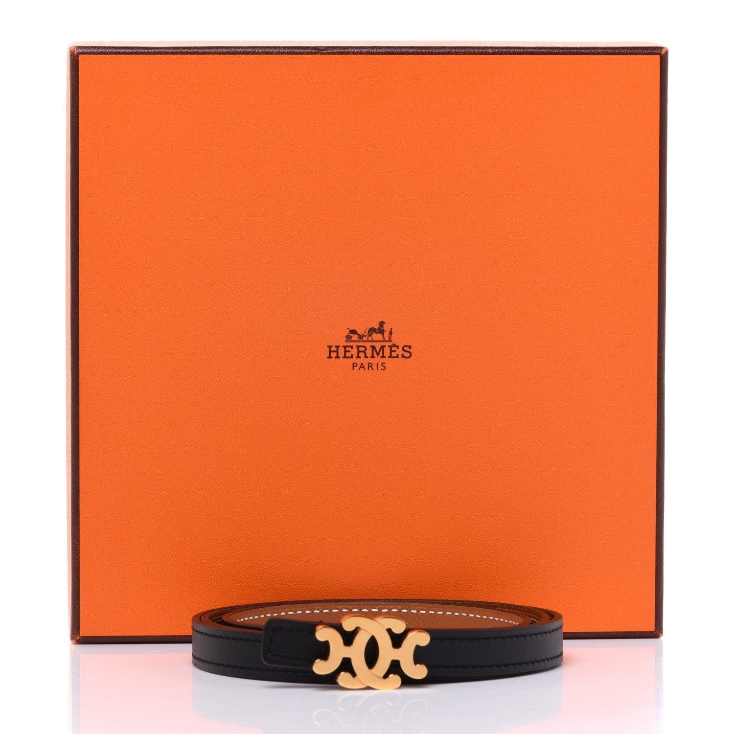 Hermes Swift Epsom 13mm Medaillon Lift Belt 80 Black Gold 5 of 5