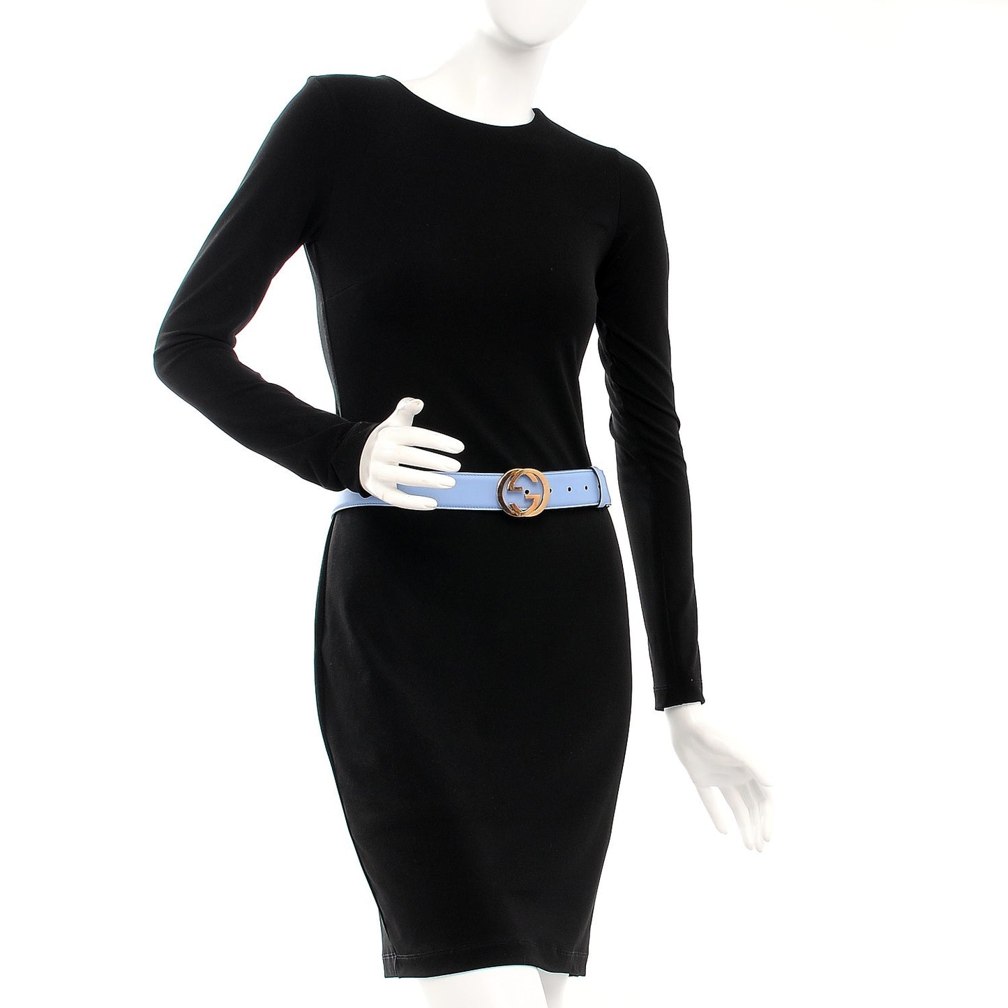 Moon Calfskin Interlocking G 37mm Belt 90 36 Mineral Blue