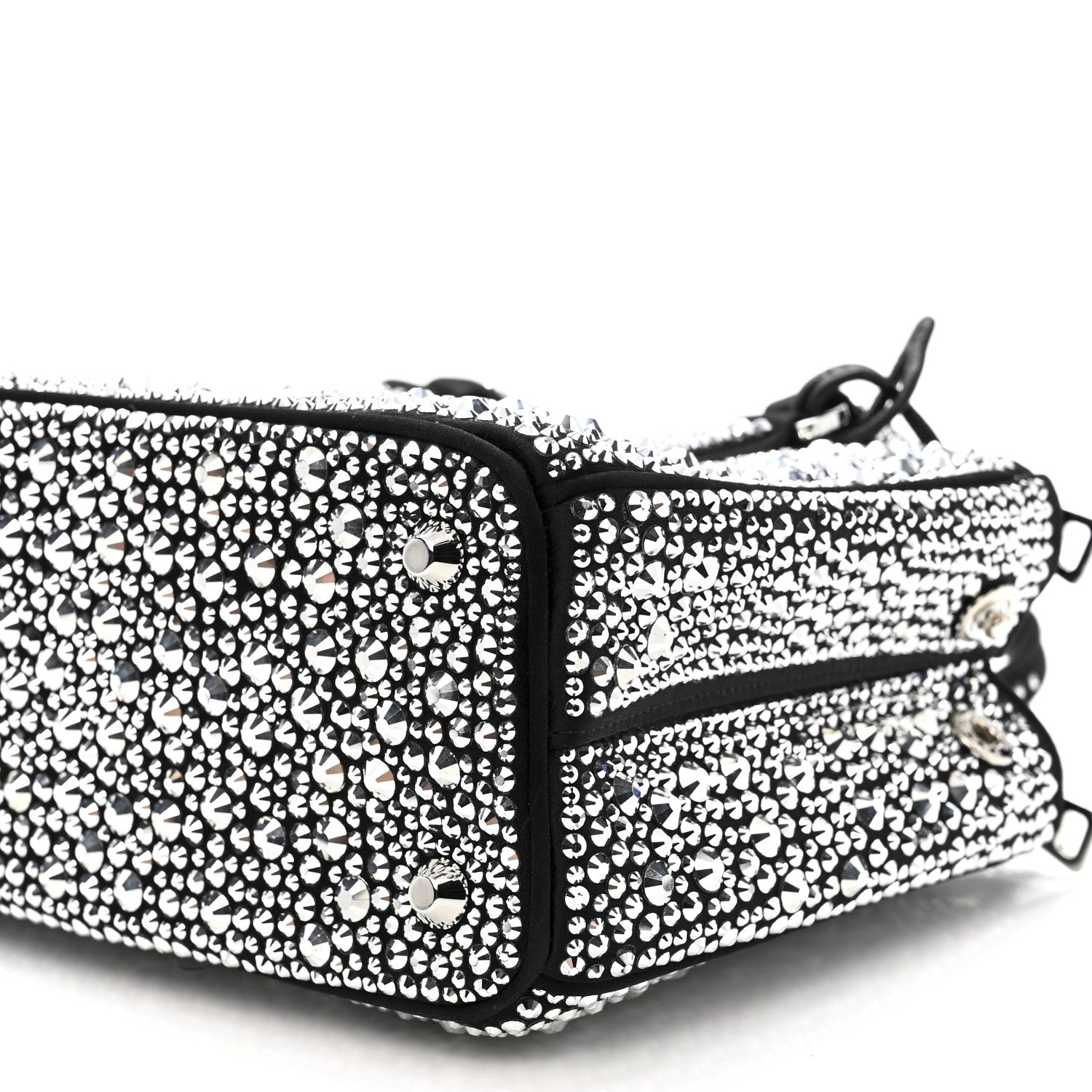 Prada Satin Crystal Mini Galleria Double Zip Tote Metal 1851987