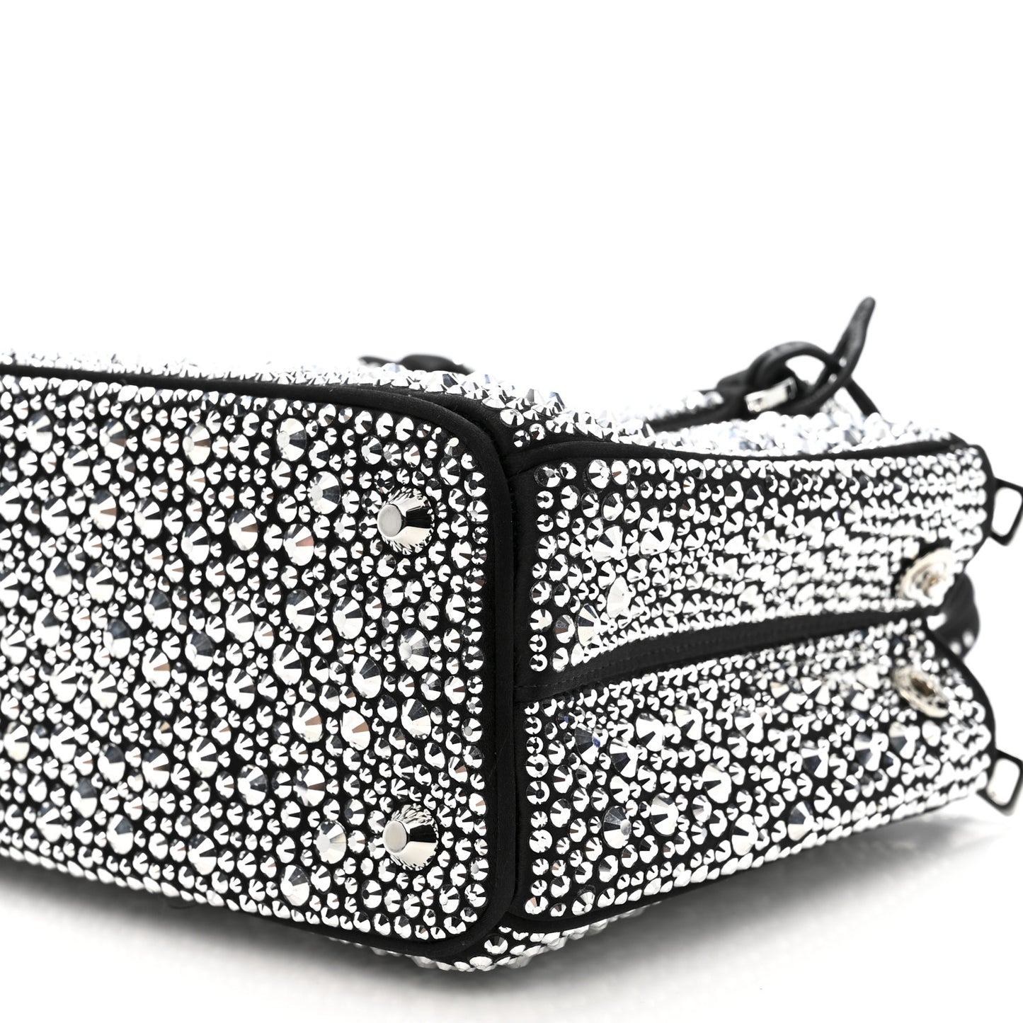 Satin Crystal Mini Galleria Double Zip Tote Metal