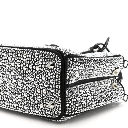 Prada Satin Crystal Mini Galleria Double Zip Tote Metal 10 of 13