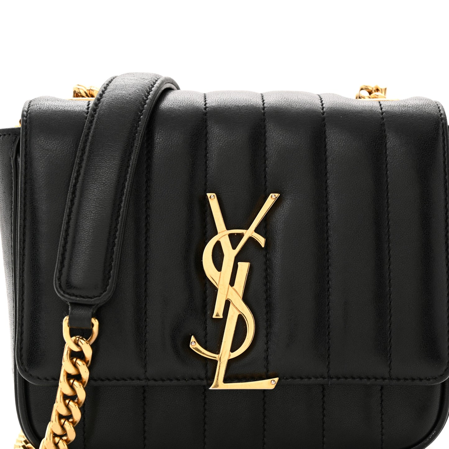 Lambskin Matelasse Monogram Small Vicky Chain Bag Black