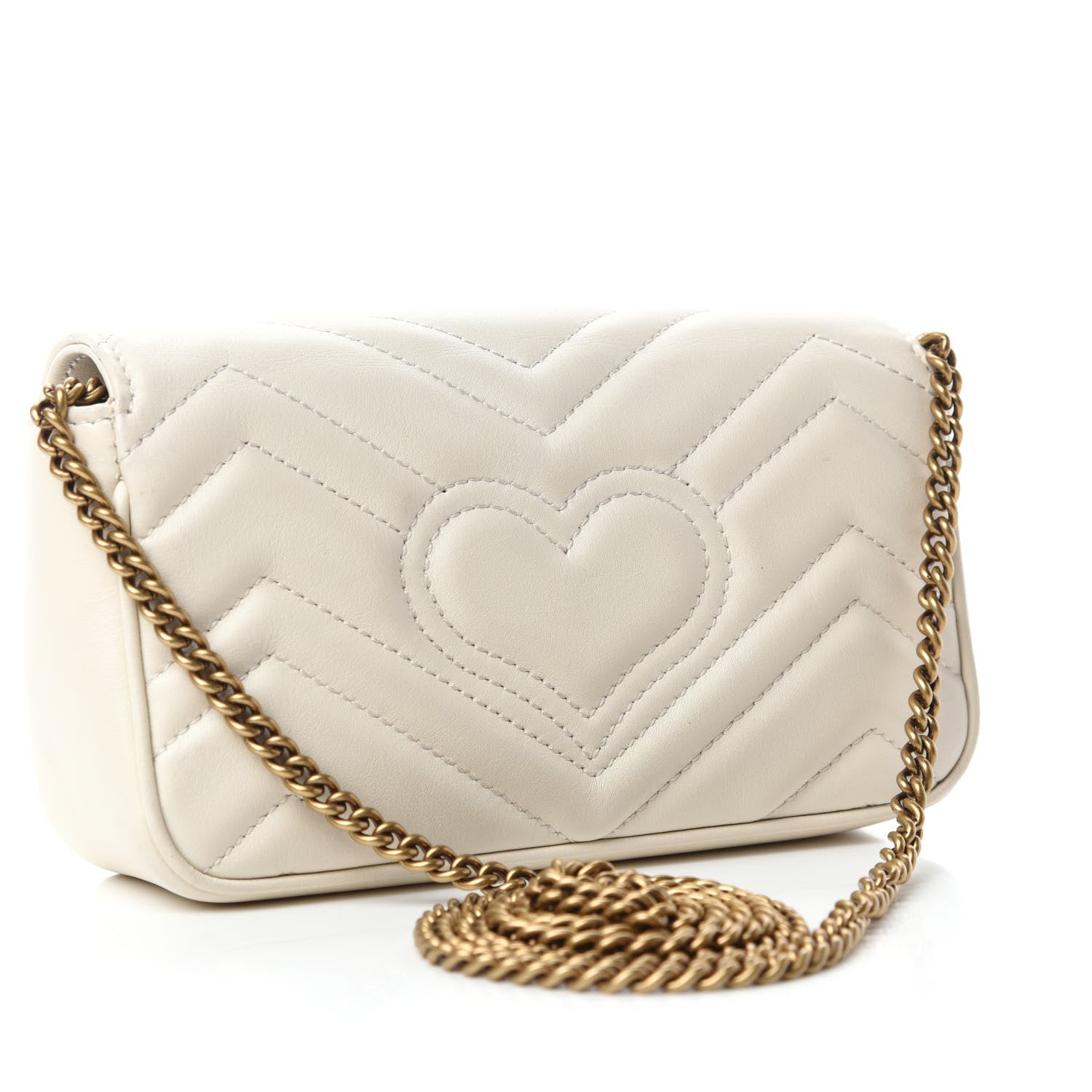 Gucci Calfskin Matelasse Super Mini GG Marmont Shoulder Bag White 3 of 10