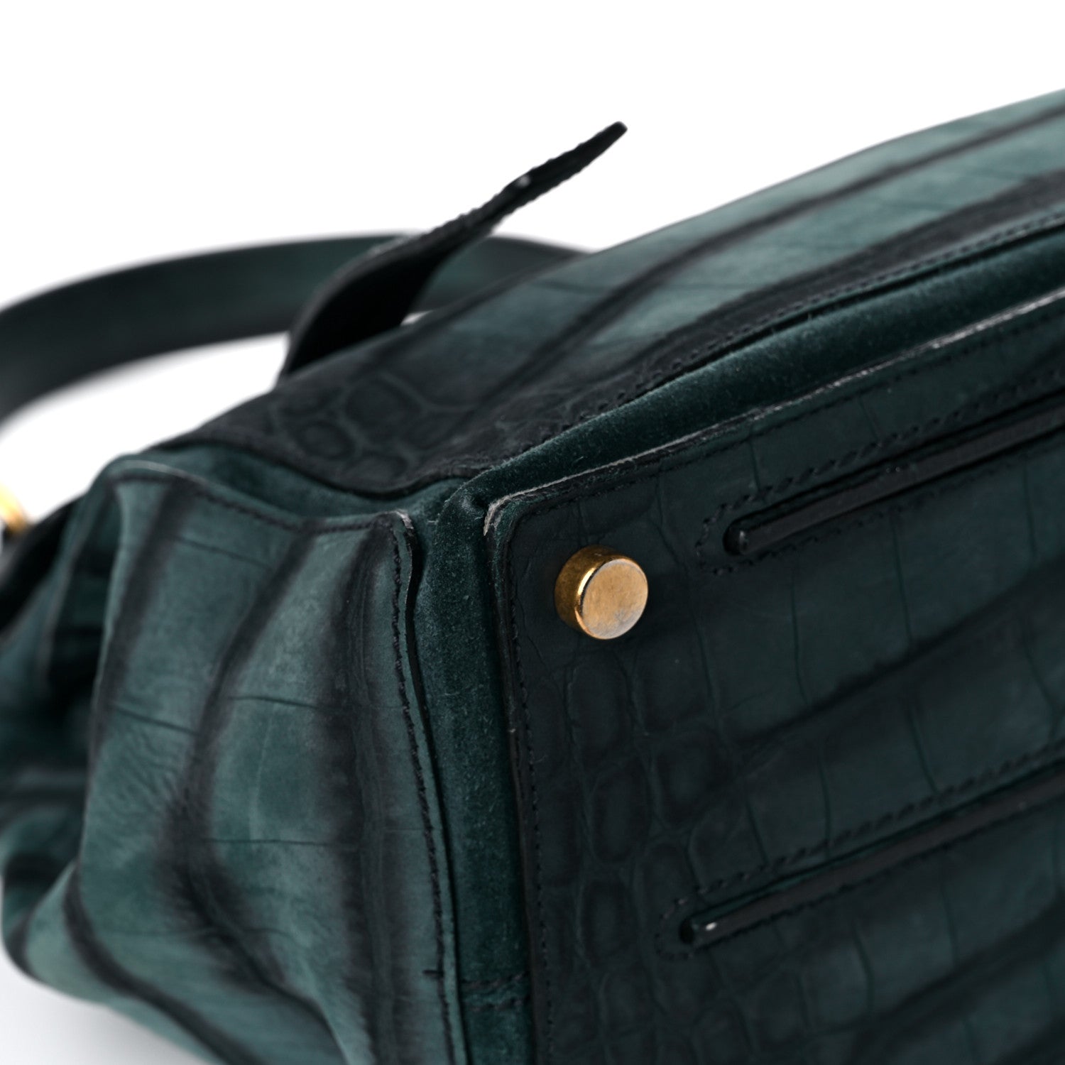Saint Laurent Crocodile Embossed Nubuck Calfskin Medium Muse Two Green 8 of 19