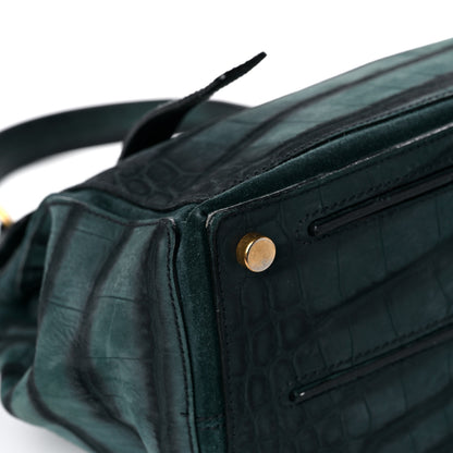Saint Laurent Crocodile Embossed Nubuck Calfskin Medium Muse Two Green 8 of 19