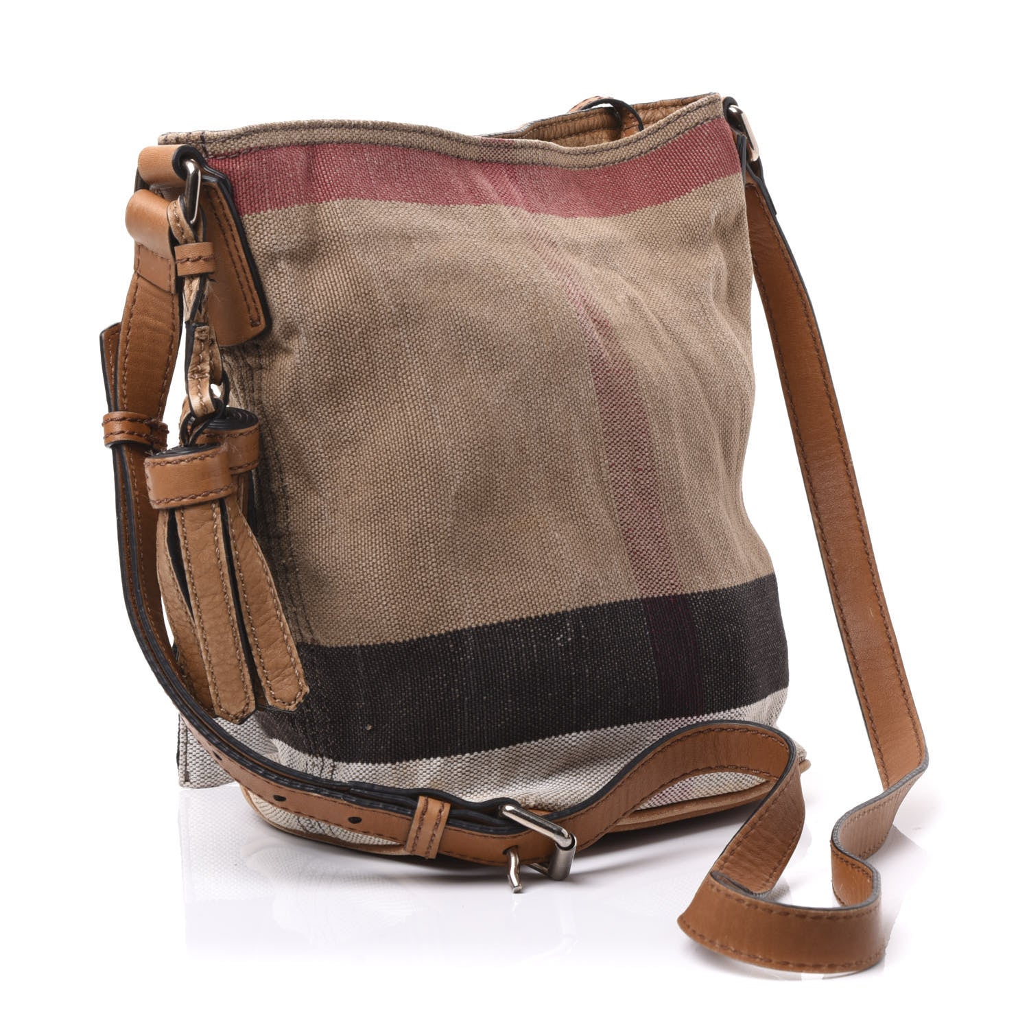 Burberry Canvas Mega Check Mini Ashby Tassel Crossbody Saddle Brown 2 of 10