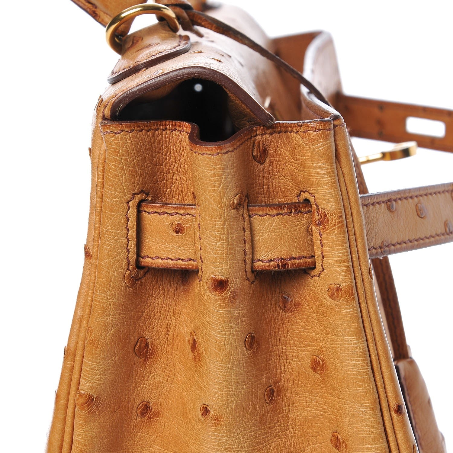 Hermes Ostrich Kelly Retourne 32 Gold 28 of 33