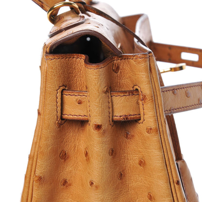 Hermes Ostrich Kelly Retourne 32 Gold 28 of 33