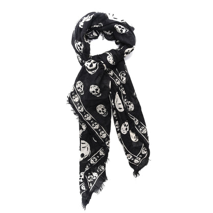 Alexander McQueen Modal Silk Skull Scarf Black White 2 of 4