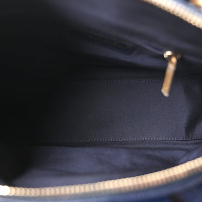 Chanel Grained Calfskin Lambskin Quilted Large Bowling Bag Blue 5 of 10