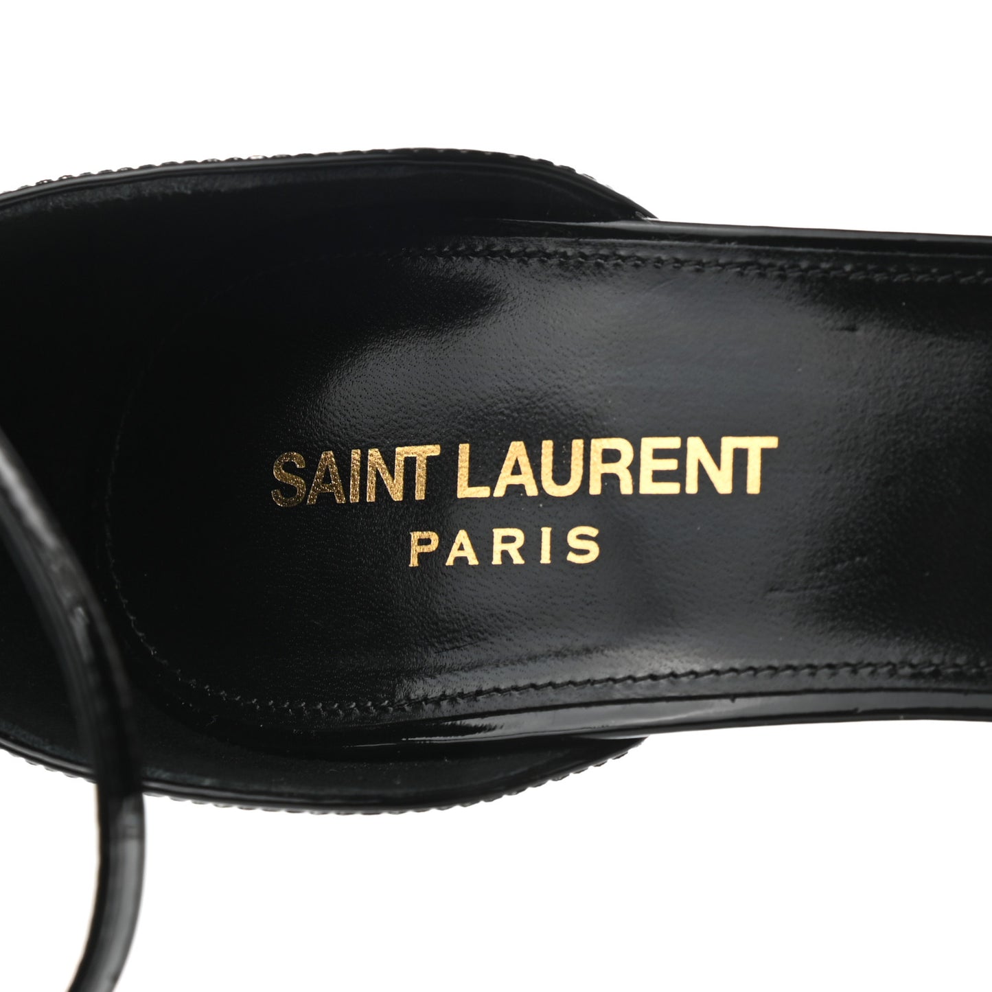 Patent Calfskin Opyum 110 Sandals 38.5 Black Gold
