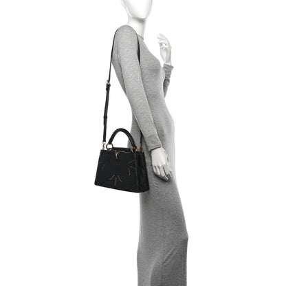 Louis Vuitton Calfskin Studded Flower Capucines BB  Black 2 of 10