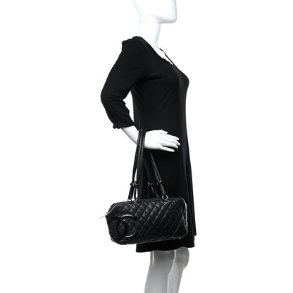 Chanel Calfskin Quilted Large Cambon Bowler Black 2 of 14