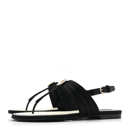 Chanel Satin Crystal CC Thong Sandals 35 Black 3 of 9