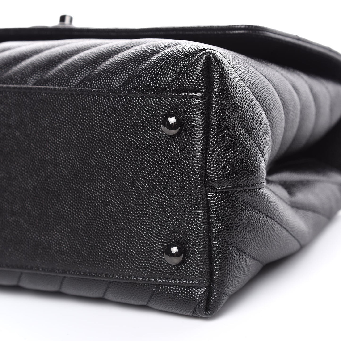 Caviar Chevron Quilted Small Coco Handle Flap So Black