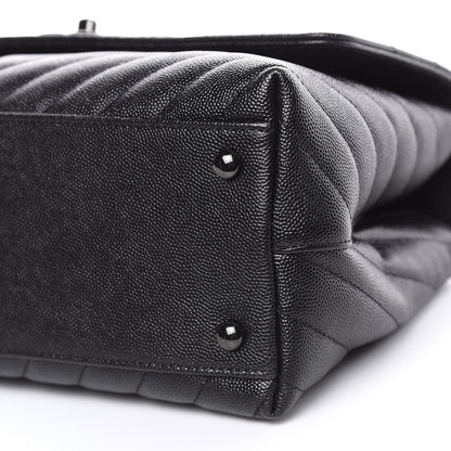 Chanel Caviar Chevron Quilted Small Coco Handle Flap So Black 7 of 10