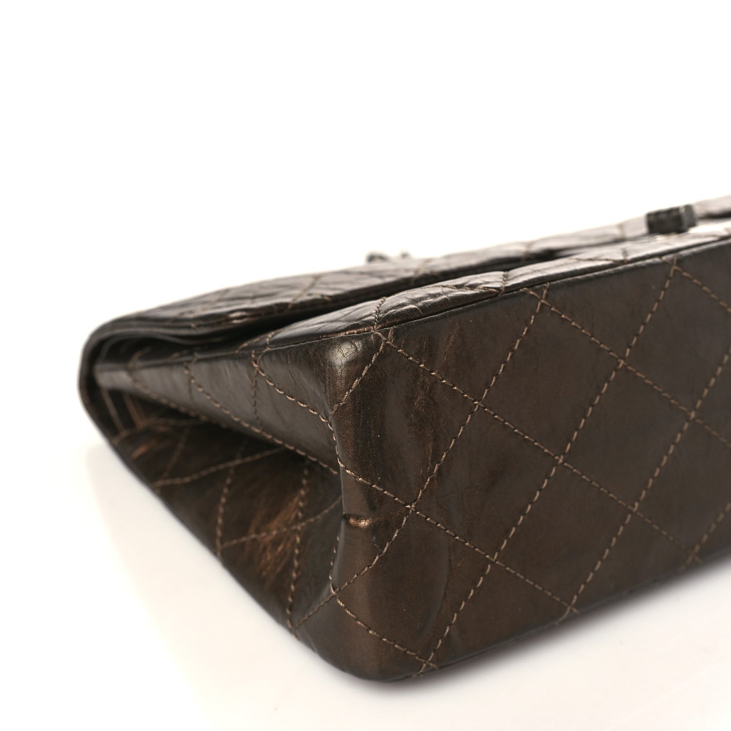 Metallic Aged Calfskin Quilted 2.55 Reissue 227 Flap Dark Gold