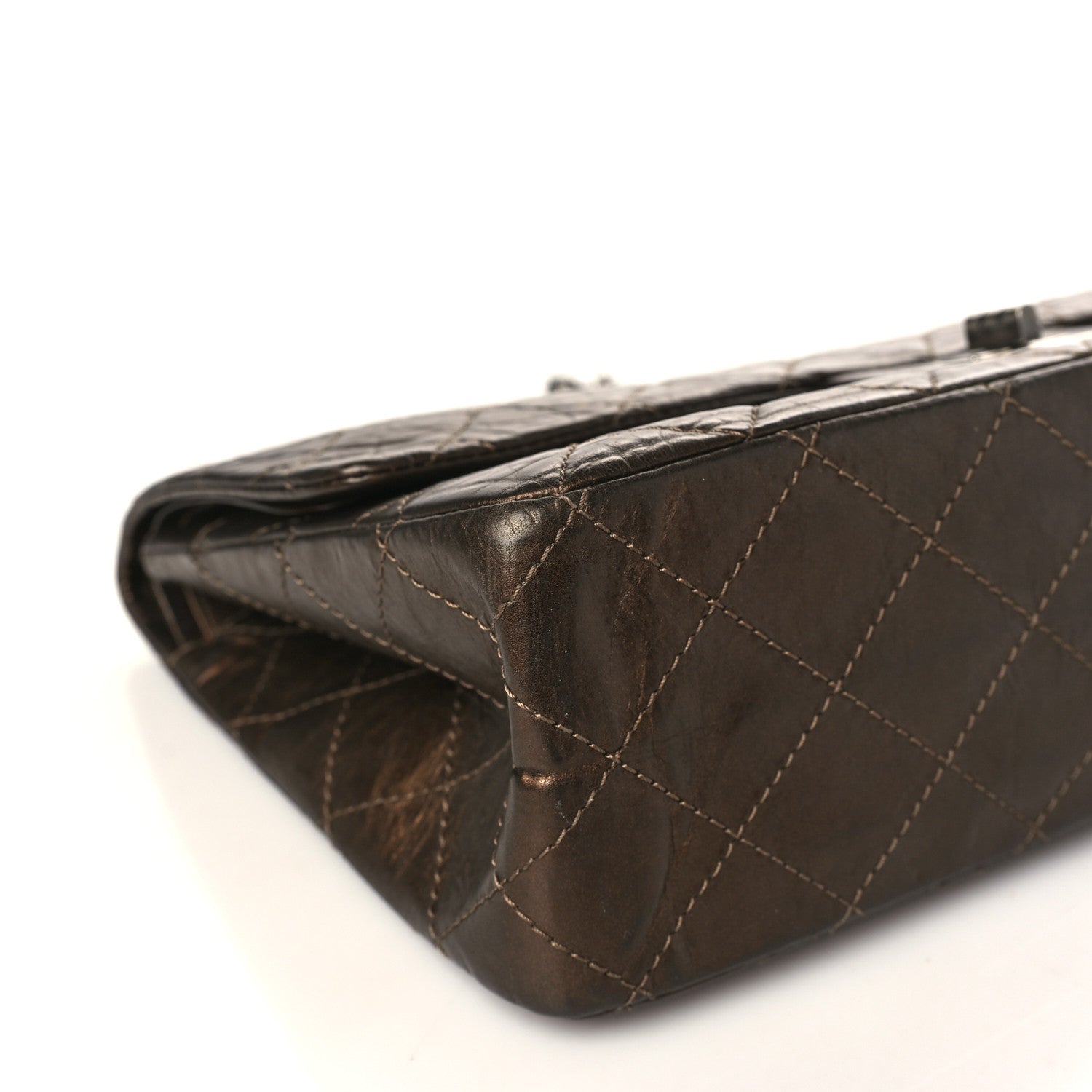 Chanel Metallic Aged Calfskin Quilted 2.55 Reissue 227 Flap Dark Gold 8 of 9