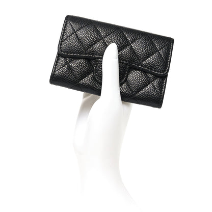 Chanel Caviar Quilted Flap Card Holder Wallet Black 2 of 9