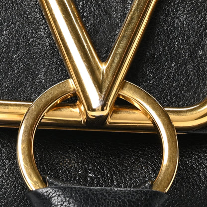 Valentino Garavani Pebbled Calfskin VRing Shoulder Bag Black 6 of 8