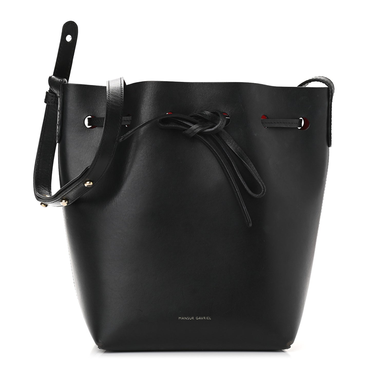 Vegetable Tanned Calfskin Bucket Bag Black Flamma