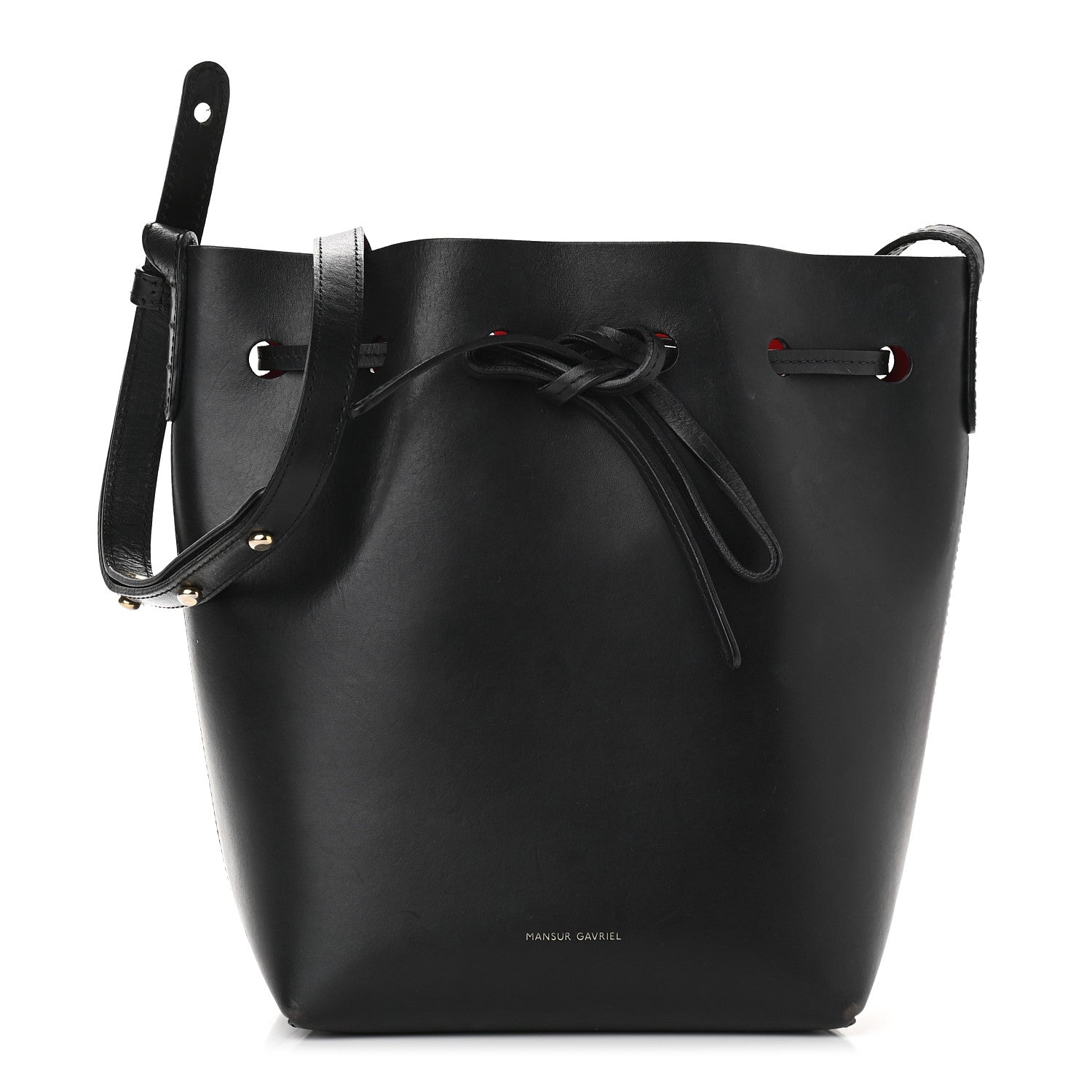Mansur Gavriel Vegetable Tanned Calfskin Bucket Bag Black Flamma 1 of 10