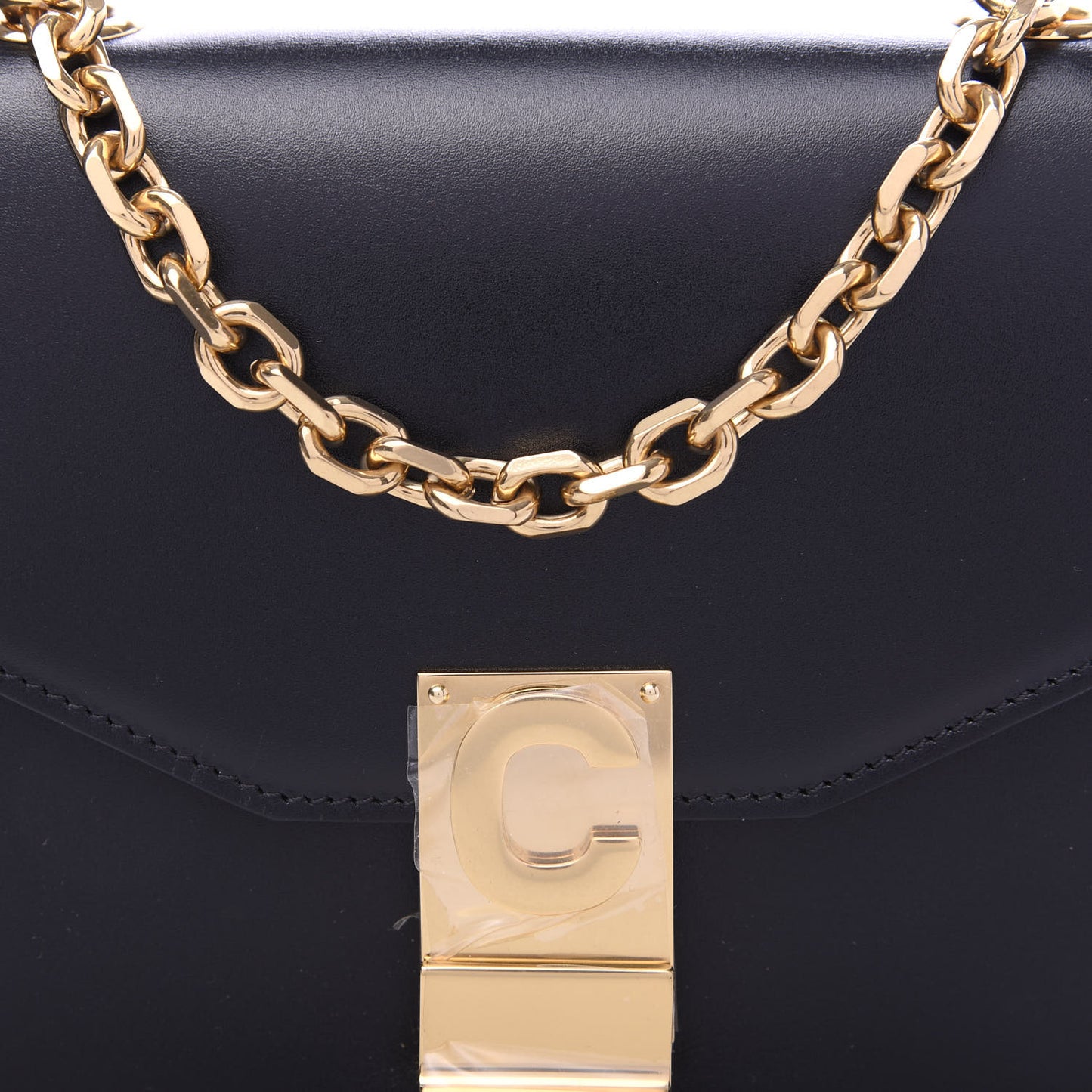 Shiny Calfskin Small C Bag Black