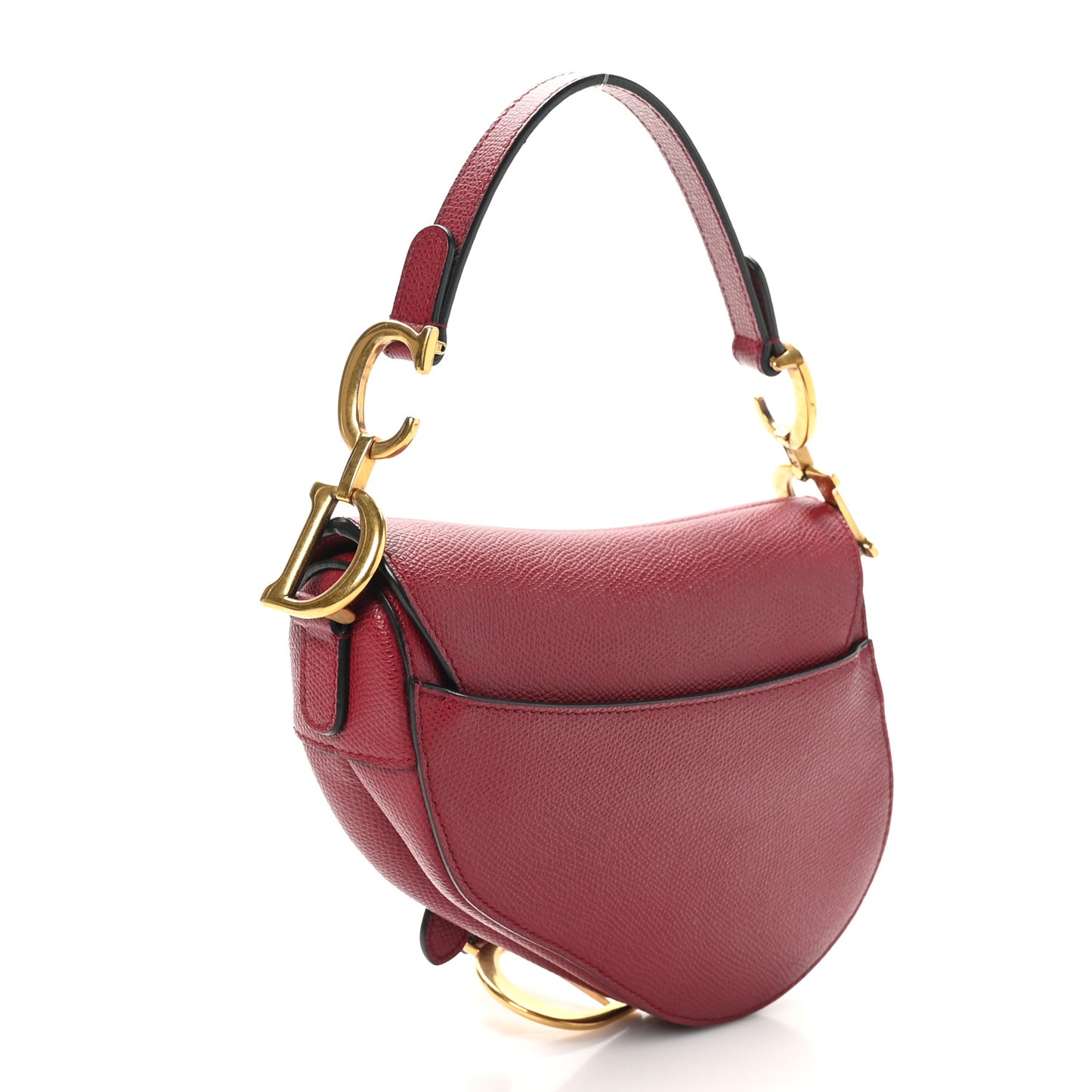Grained Calfskin Mini Saddle Bag Red