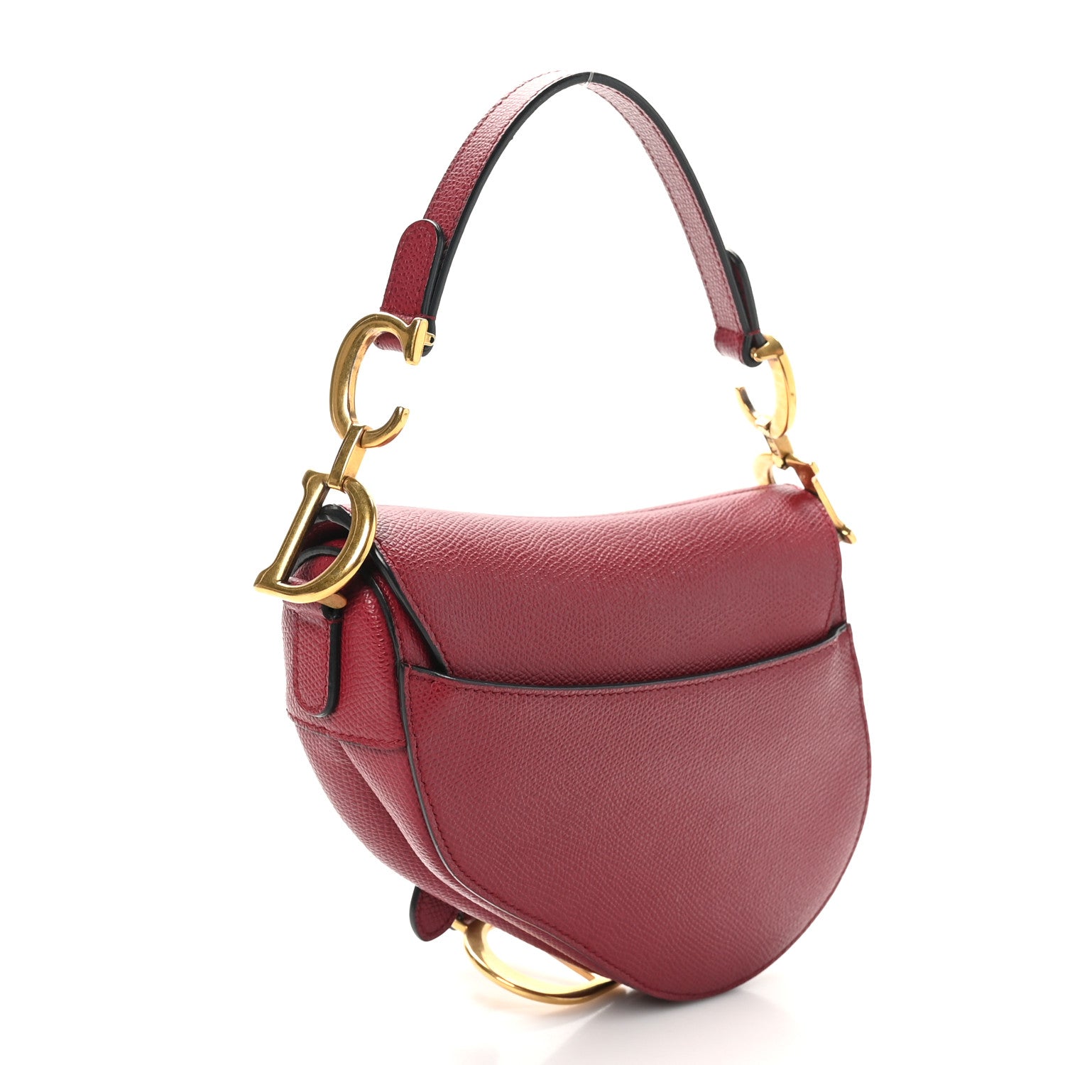 Christian Dior Grained Calfskin Mini Saddle Bag Red 3 of 9