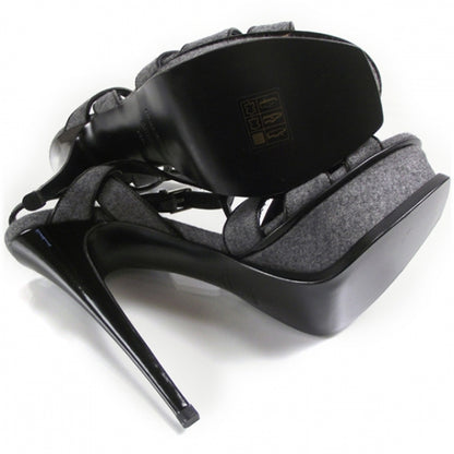 Saint Laurent Flannel Tribute Platform Sandals 38.5 4 of 6