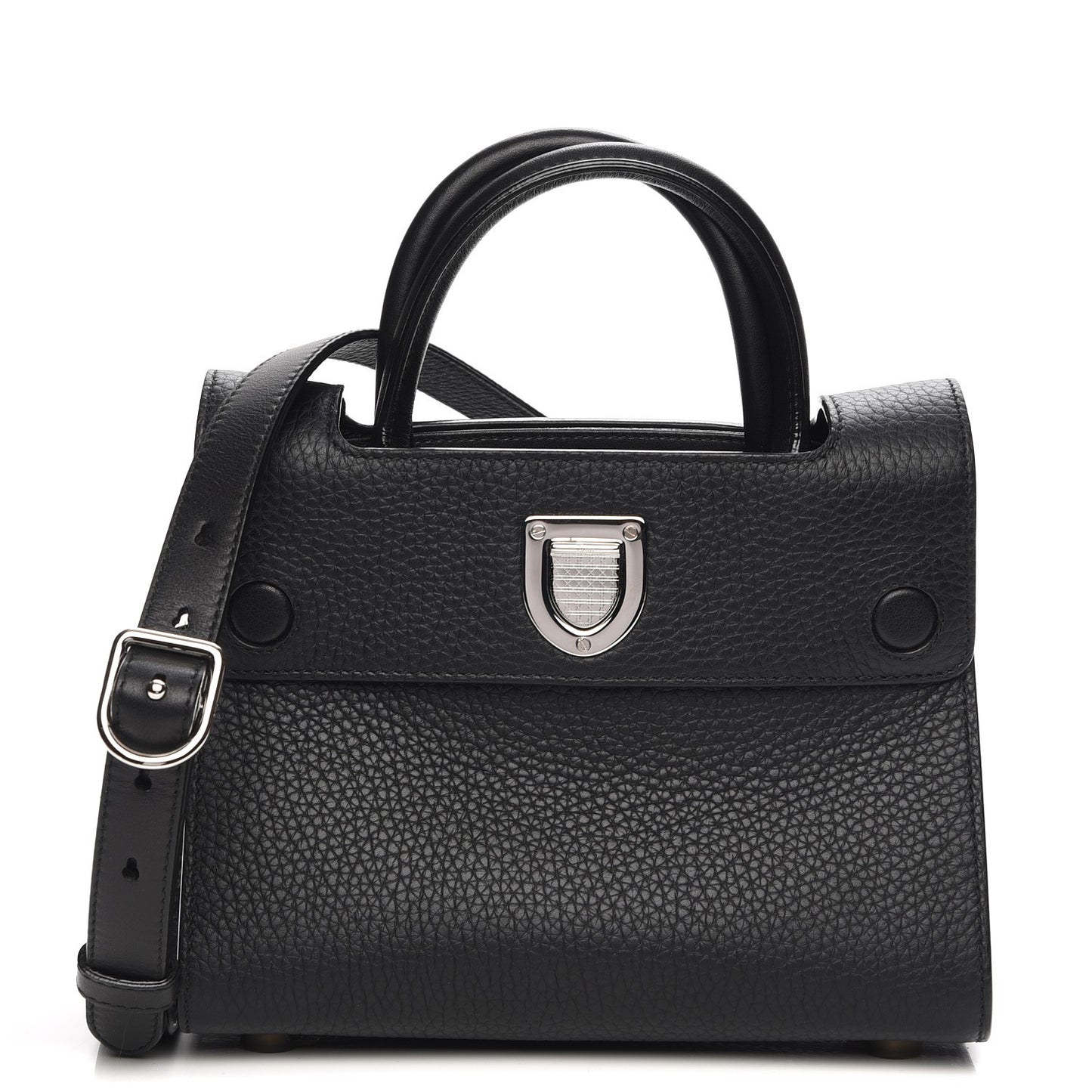 Grained Calfskin Mini Diorever Flap Black