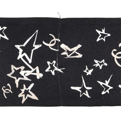 Chanel Silk Stars CC Slim Bandeau Scarf Black Ecru Light Pink 3 of 4