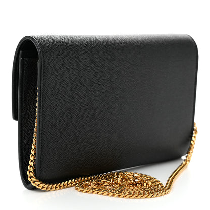Saint Laurent Grain de Poudre Uptown Chain Wallet Black 3 of 10