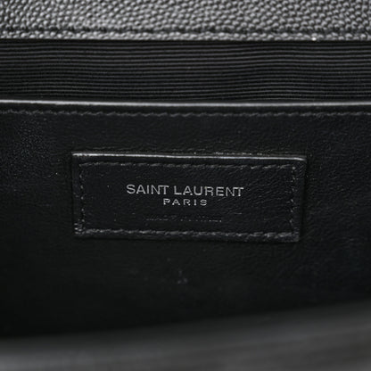 Saint Laurent Grain De Poudre Textured Mixed Matelasse Triquilt Medium Monogram Satchel Black 6 of 12