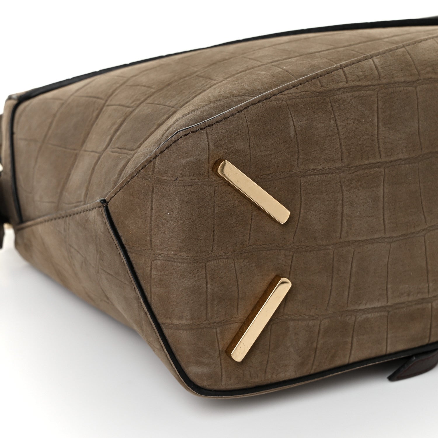 Loewe Nubuck Crocodile Embossed Small Puzzle Bag Olive 7 of 9