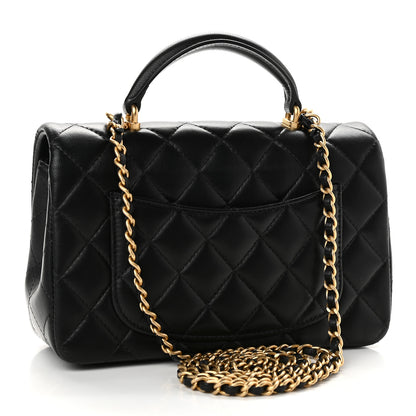 Chanel Lambskin Quilted Mini Top Handle Rectangular Flap Black 3 of 9