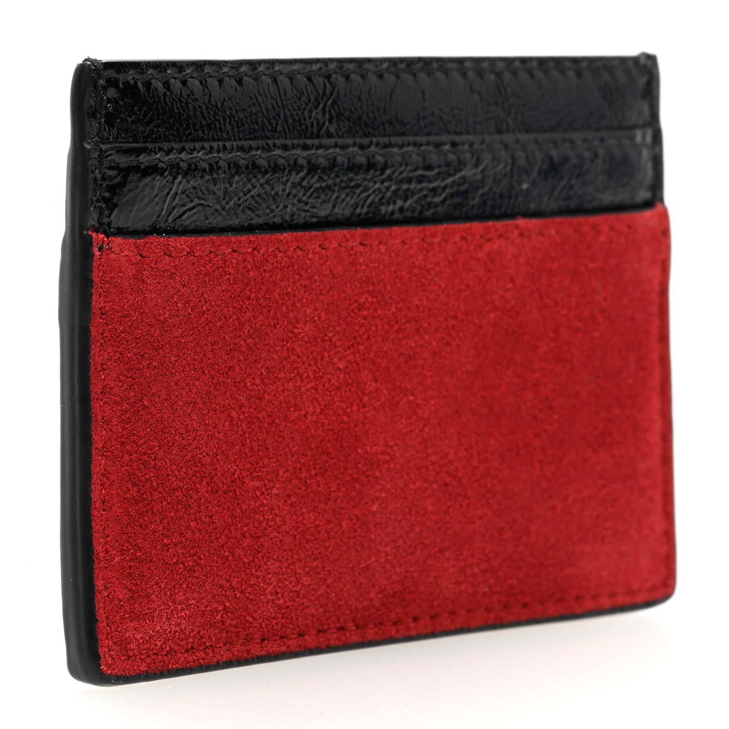 Gucci Suede Patent Ophidia Card Holder Hibiscus Red Black 3 of 6